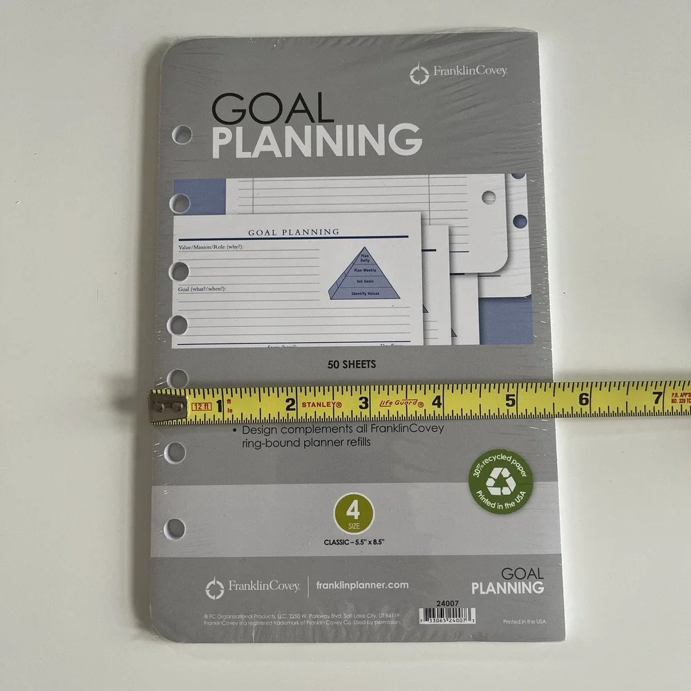 New Franklin Covey Goal Planning 50 Sheets - Size 4, Classic 5.5